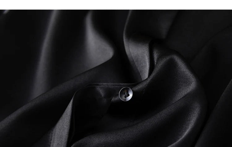 Women's 93% Mulberry Silk 7% Spandex 19 momme satin Silk Buttons down long sleeve shirt Top Blouse office work M L XL MM161