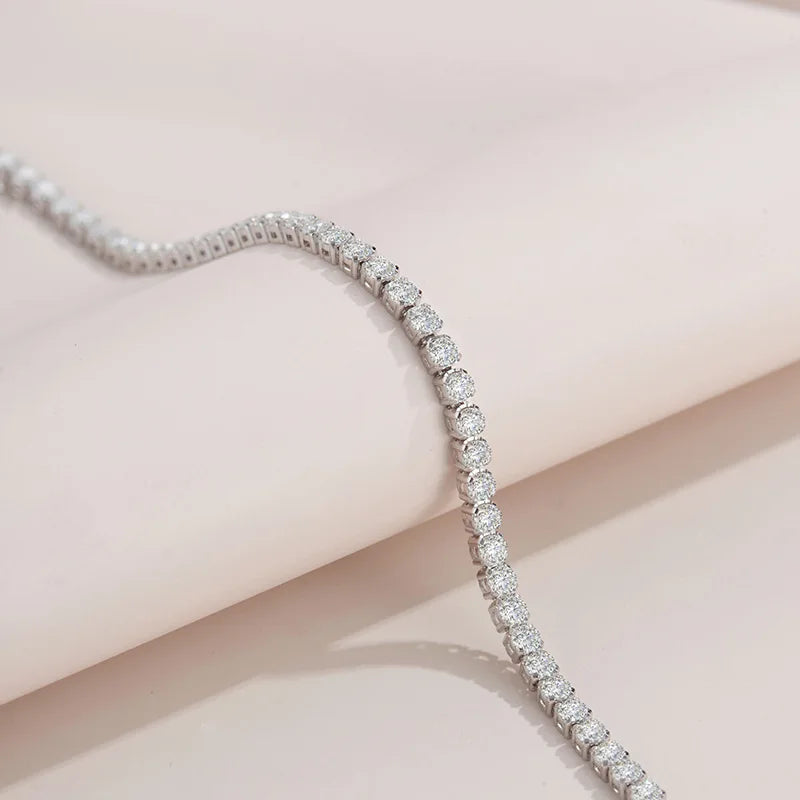 Elegant 925 Sterling Silver Moissanite Tennis Bracelet – 4.4 Carat, Adjustable, Light Luxury for Women