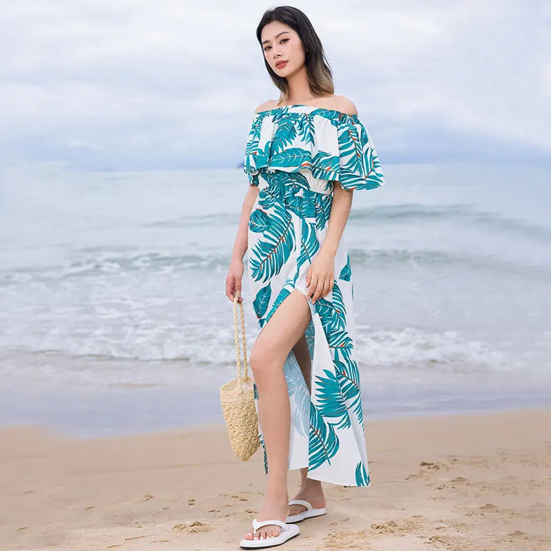 Beach Ware Clothes for Family Shirts Set Vacation Long Mother and Daughter Blue Dress for The Sea Resorts Look Father Son Outfit