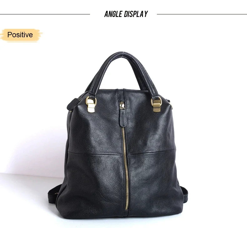 Women Leather Backpacks black Multi-purpose Dual-use womens backpack black Soft Leather Casual Daypacks Travel Ladies Bagpack