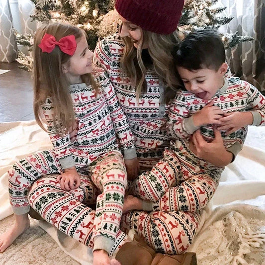 Christmas 2025 Family Matching Outfits Allover Print Mom Dad Kids 2 Pieces Pajamas Set Sleepwear Baby Romper Xmas Look Pyjamas - HER SHOP
