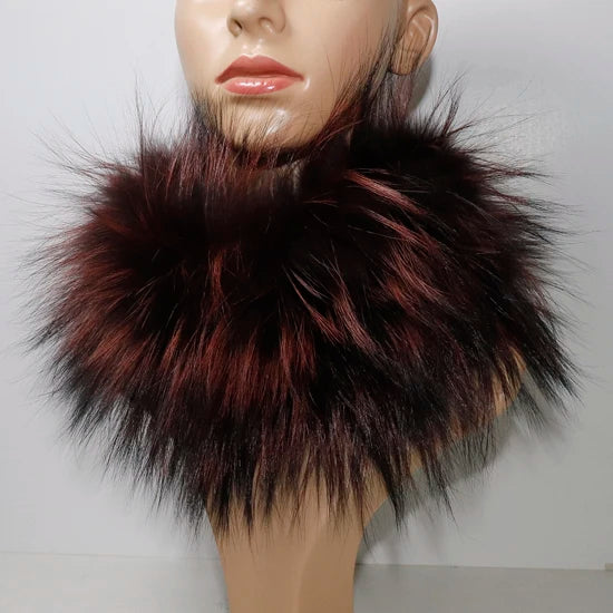 Women's Real Fox Fur Ring Scarf & Headband– Luxury Winter Neck Warmer Muffler, 100% Natural Fur with Good Elastic
