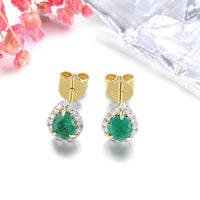 Lohaspie Customized Emerald and Diamond Stud Earrings - Genuine 14K Yellow Gold, 0.66 Carat Gemstone Jewelry