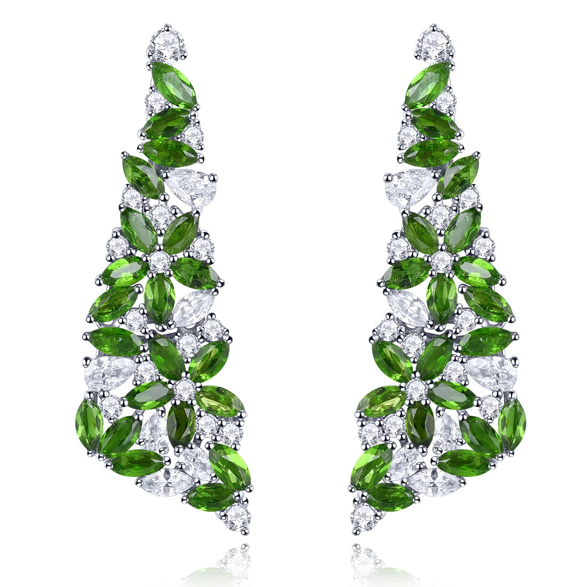 Natural Chrome Diopside Earrings Ã¢â‚¬â€œ Solid Sterling Silver S925, 4 Carat Genuine Gemstone, Classic Romantic Fine Jewelry Gift for Women - HER SHOP