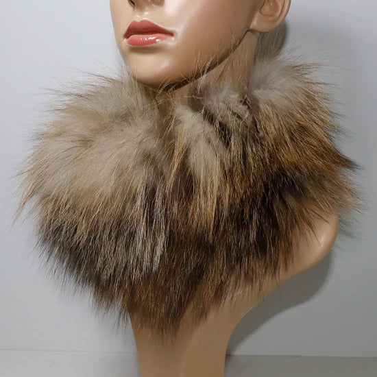 Women's Real Fox Fur Ring Scarf & Headband– Luxury Winter Neck Warmer Muffler, 100% Natural Fur with Good Elastic
