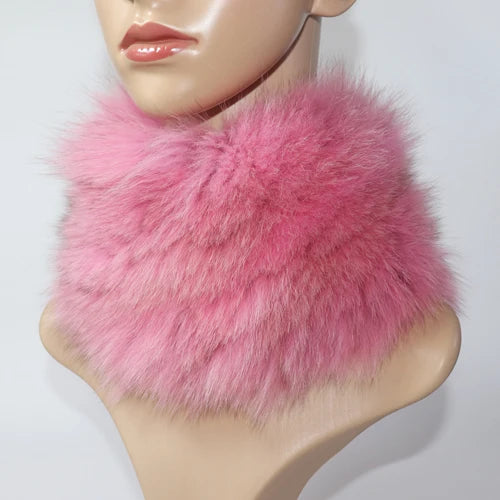 Women's Real Fox Fur Ring Scarf & Headband– Luxury Winter Neck Warmer Muffler, 100% Natural Fur with Good Elastic