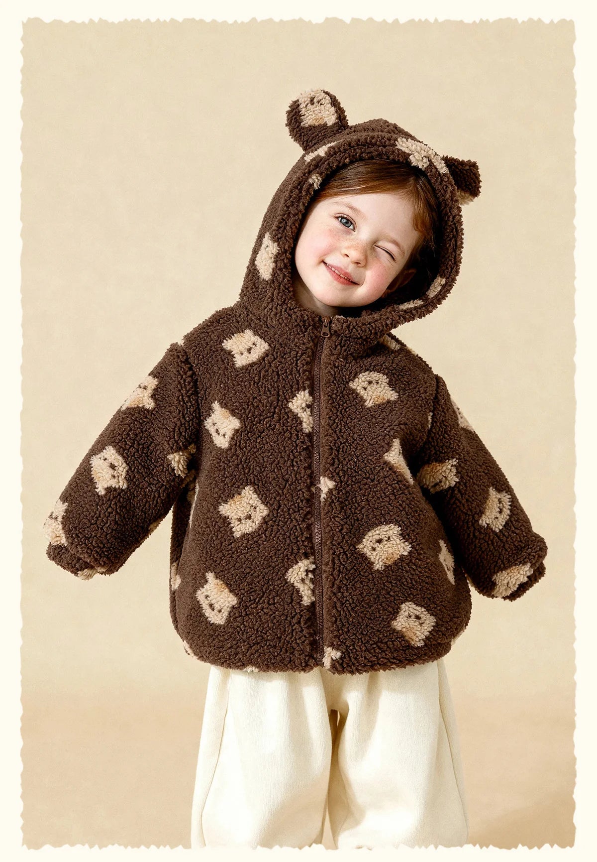 Kids Polar Fleece Bear Ear Hoodie – Winter Warm Zipper Jacket