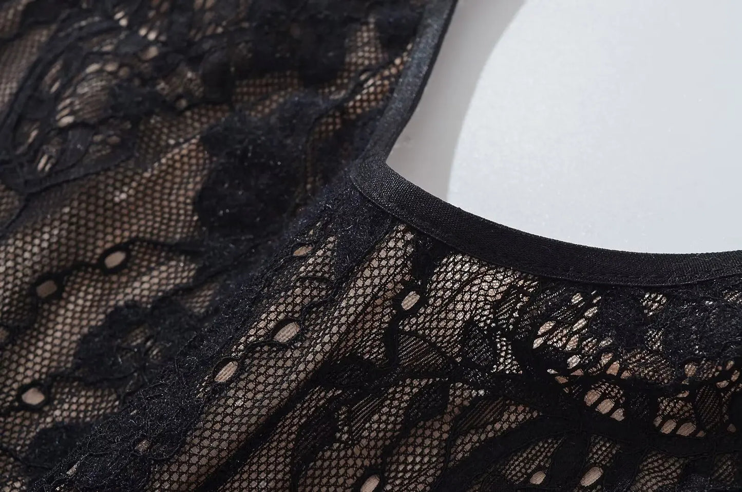 Sexy Sheer Lace Backless Spaghetti Strap Bodysuit with Lining – Slim Fit Tight Short Romper for Women