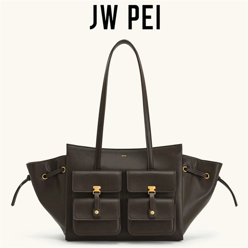 JW PEI Women's Large Capacity Crossbody Bag, Black Motorcycle Style Single Shoulder Handbag, Versatile Purse for Daily Commute