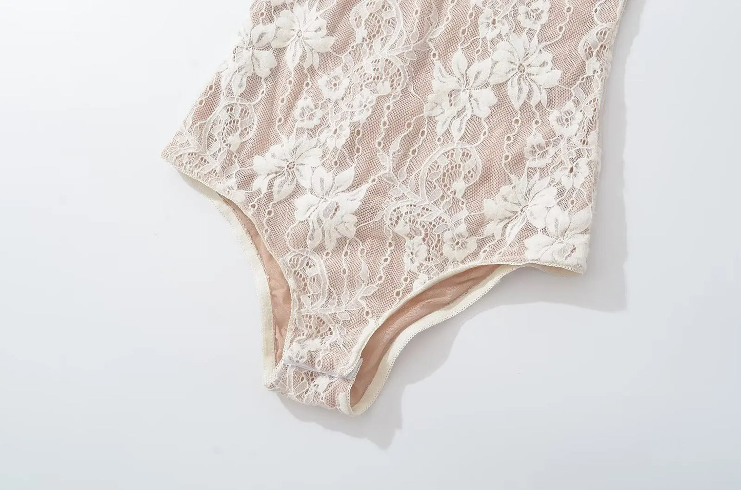 Sexy Sheer Lace Backless Spaghetti Strap Bodysuit with Lining – Slim Fit Tight Short Romper for Women