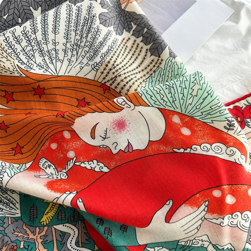 Large Square Wool Scarves Wraps Shawl for Winter Keep Warm 130x130cm