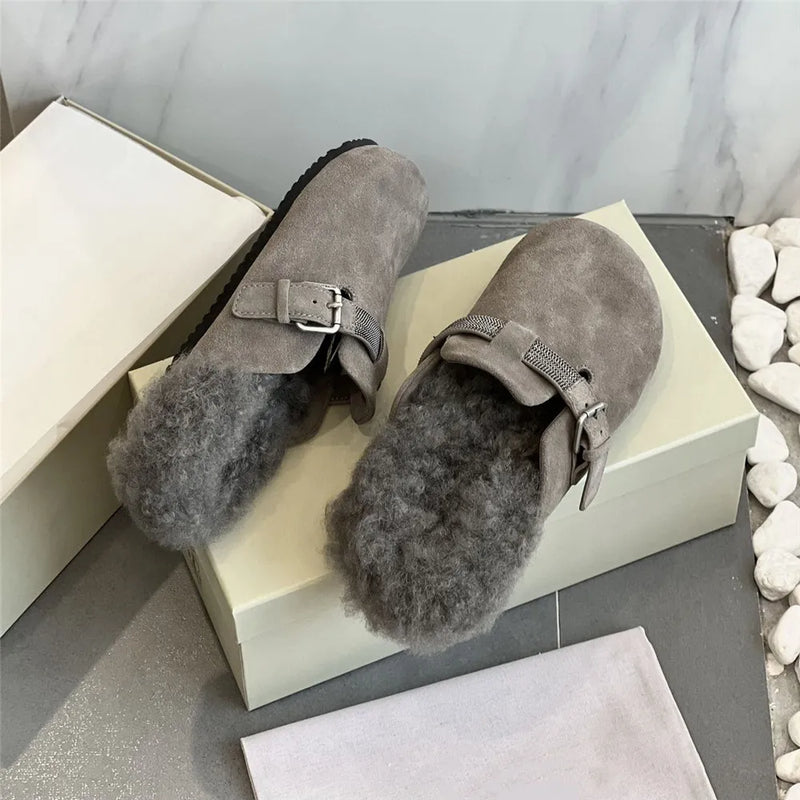 Thick-Soled Baotou Wool Slippers, Casual Warm Shoes, perfect for Autumn and Winter