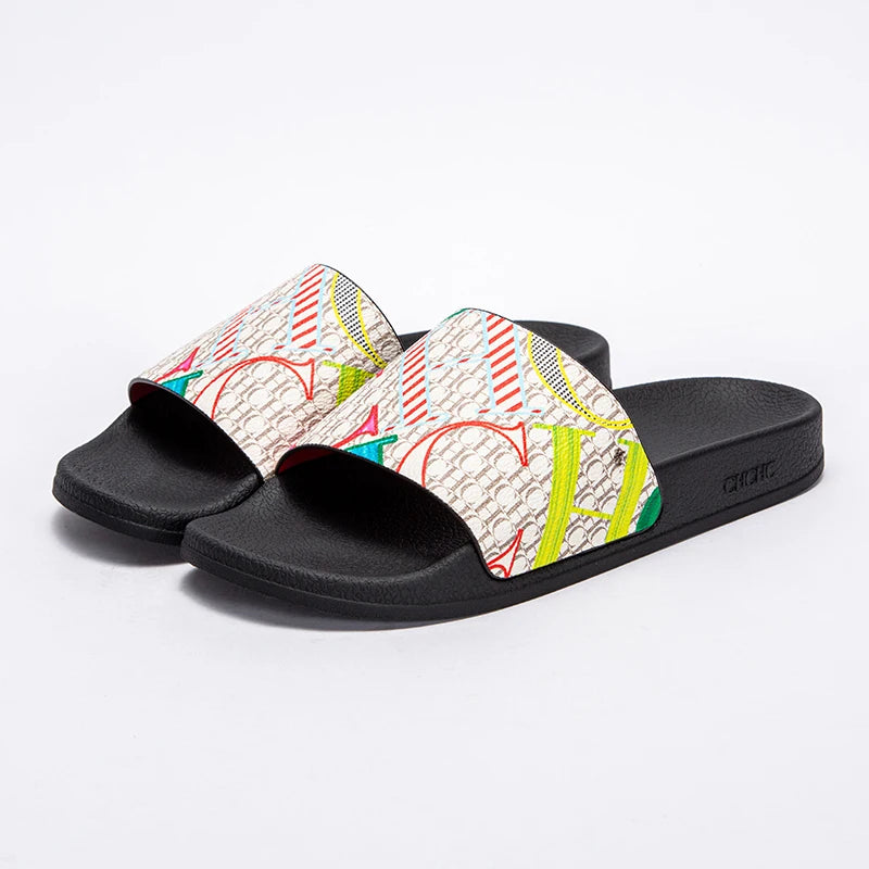 Fashionable Classic Women’s Slippers – PVC Material, Letter Print, Outdoor Casual Flat Bottom - HER SHOP