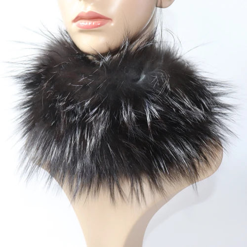 Women's Real Fox Fur Ring Scarf & Headband– Luxury Winter Neck Warmer Muffler, 100% Natural Fur with Good Elastic
