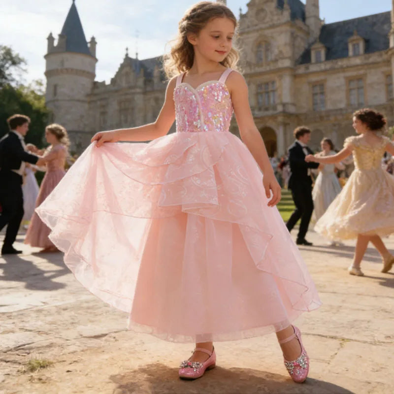Mom and Daughter Glinda Pink Princess Costume – Matching Sequin Cosplay Dress for Halloween, Carnival & Dress-Up