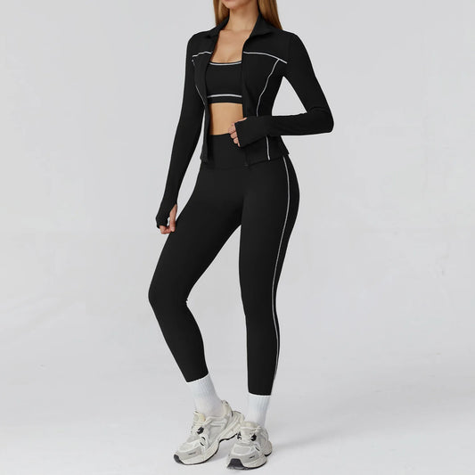 Yoga Set 2/3PCS Sports Outfits Women Clothes Fitness Tracksuit Gym Legging Workout Long Sleeved Female Bra Yoga Suit Sportswear - HER SHOP