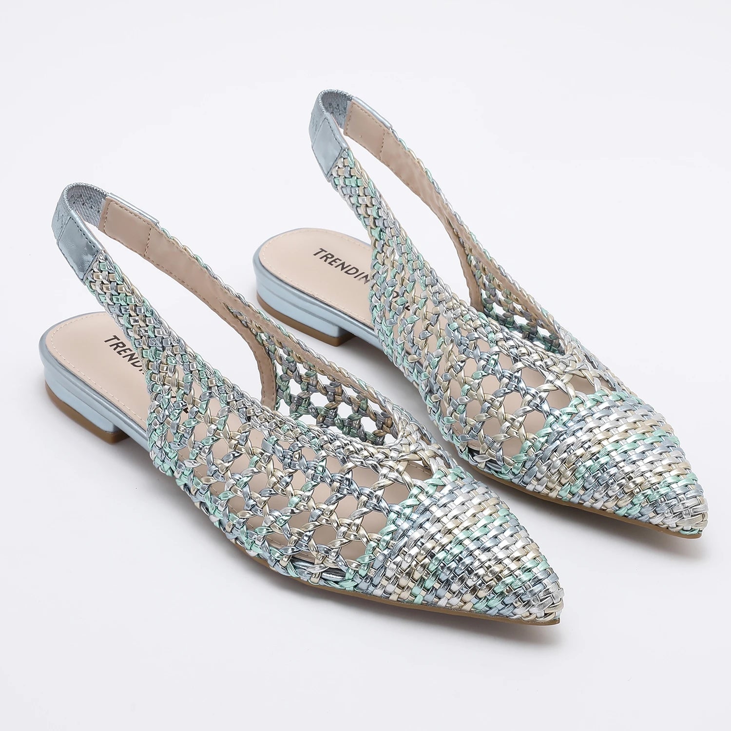 Trendy Women Braided Pointed Toe Slingback Fashion Flat Bottom Elastic Backstrap Sandals - HER SHOP