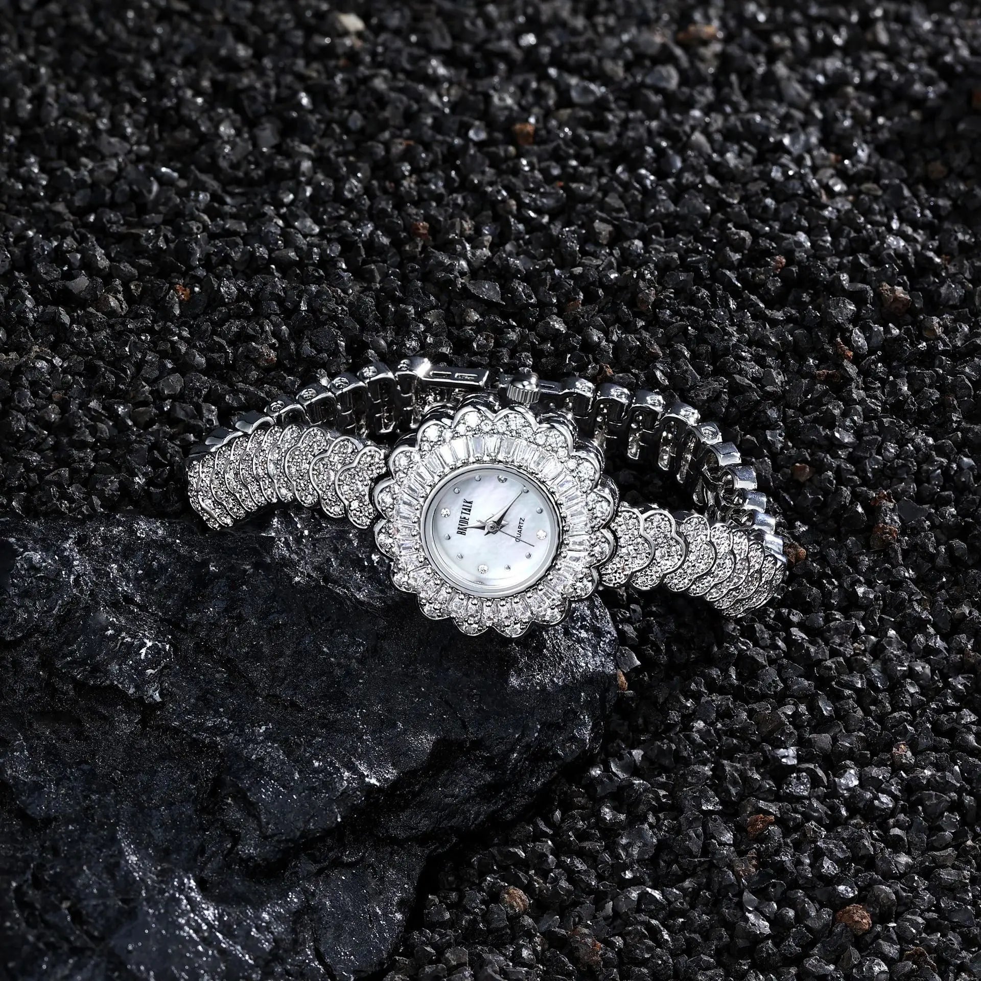 HER JEWELIFE 19cm Length Watch for Women AAA Cubic Zircon Full Crystal Watch for Wedding Party Jewelry Japan Movement Waterproof