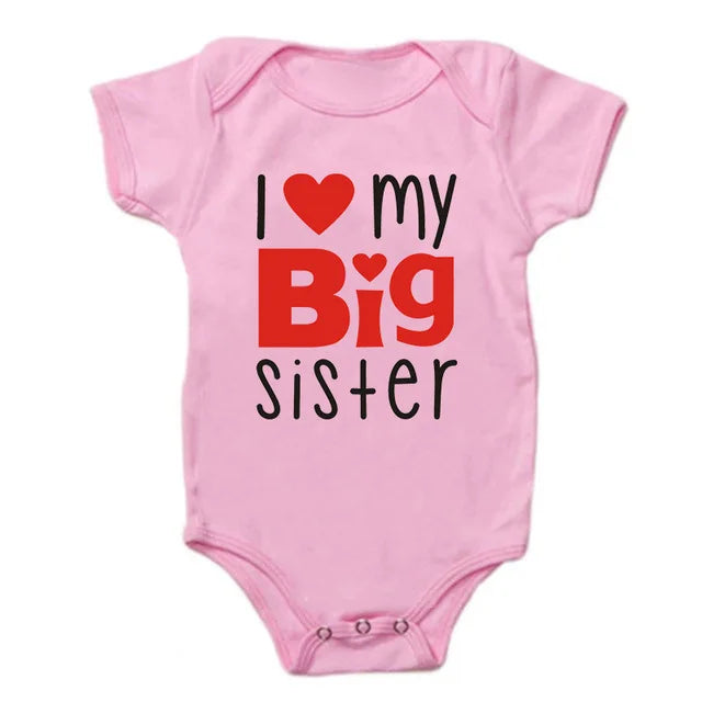 1PC Matching T Shirts Sibling Sisters Brother T-shirt I Love My Big Sister Family Clothing Kids Boys Clothes Baby Bodysuits