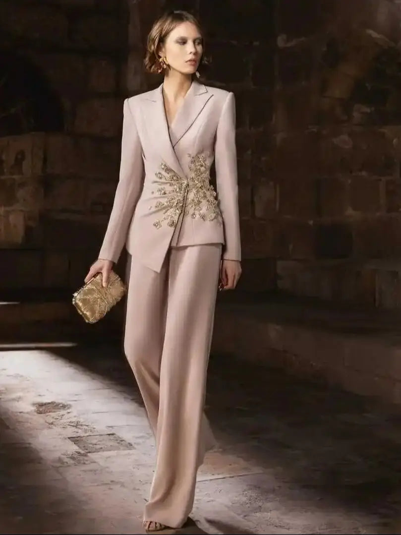 Graceful Women SuGraceful Women's 2-Piece Suit with Sequin Appliques — Elegant Blazer & Jacket Set for Formal, Office, or Wedding Eventsit 2 Pieces Sequins Appliques Jacket Blazers Formal Office Ladies Customized Wedding Prom Wear