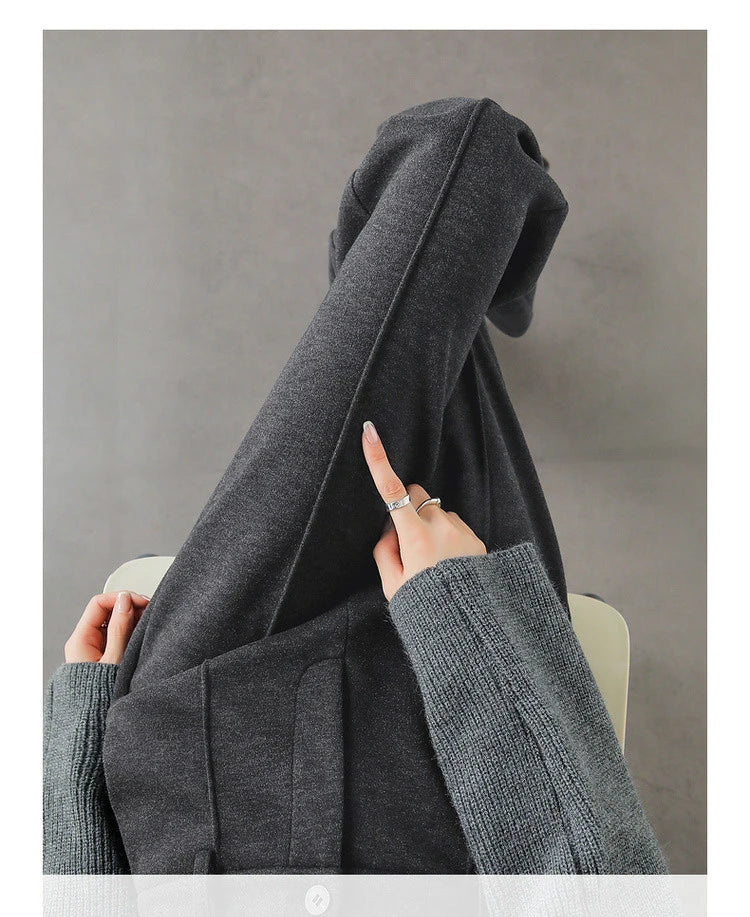 High Waist Wool Blend Flare Pants – Warm Winter Office Trousers for Women