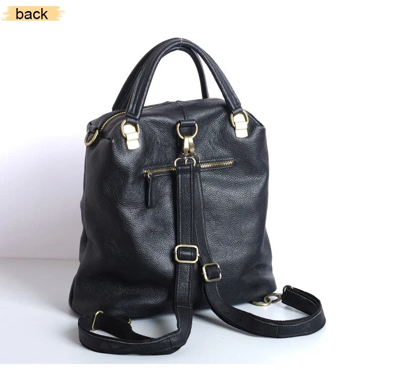 Women Leather Backpacks black Multi-purpose Dual-use womens backpack black Soft Leather Casual Daypacks Travel Ladies Bagpack