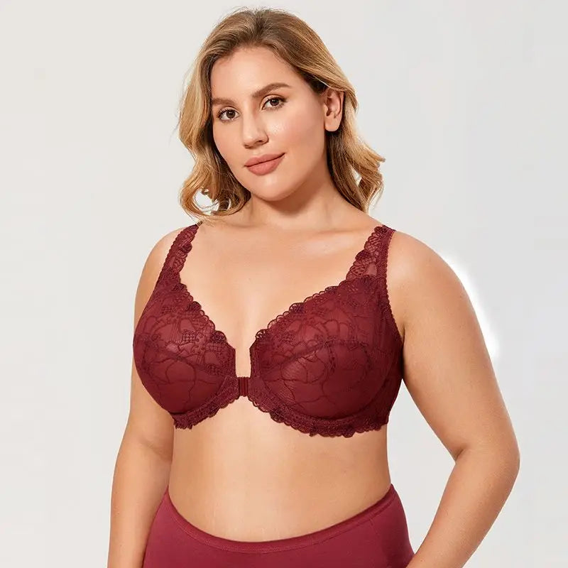 Front Button Women Bras Lady underwear Lace Summer Full Cup Thin Underwire Bras