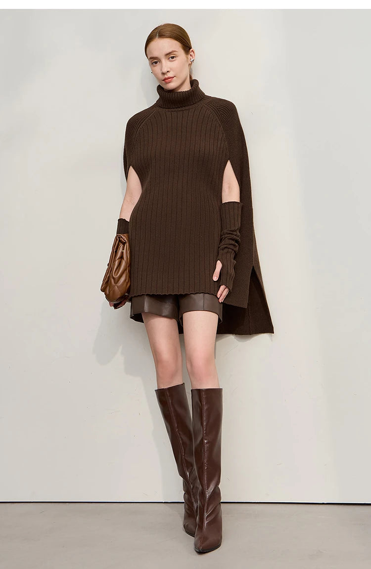 Women’s Long Knit Turtleneck Sweater Dress – Loose Fit Pullover, Streetwear Style for Winter 2025