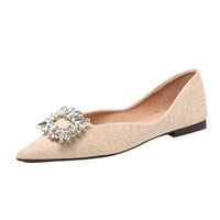 Square Crystal Buckle Ballet Flats for Women - Wedding Shoes