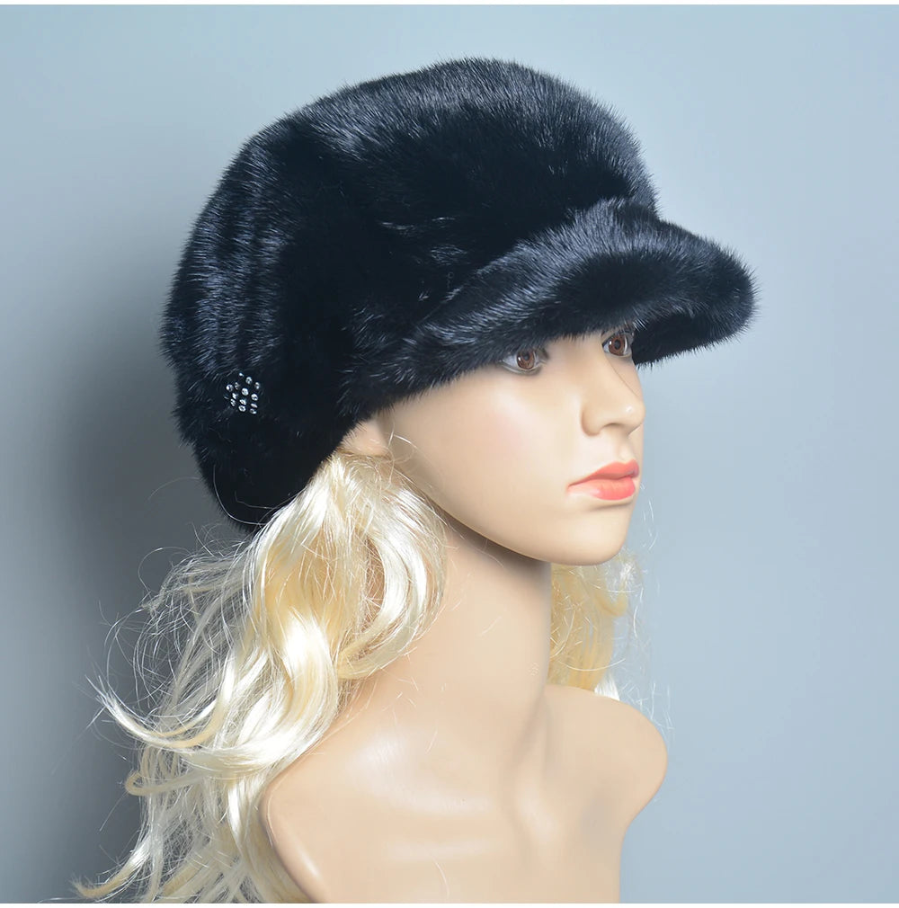 2025 Fashion Mink Fur Cap For Women Real Natural Whole Fur Hat Top Accessories Warm Ln Russian Winter Fur Hats For Lady