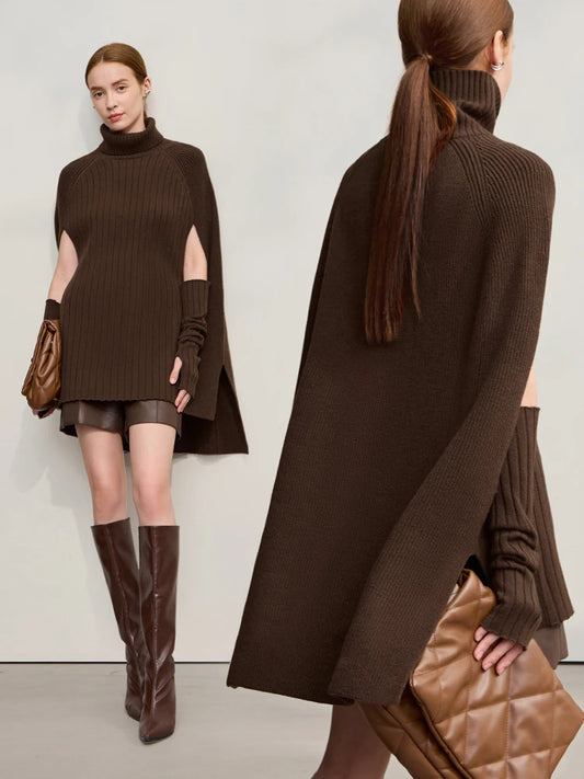 Women’s Long Knit Turtleneck Sweater Dress – Loose Fit Pullover, Streetwear Style for Winter 2025 - HER SHOP