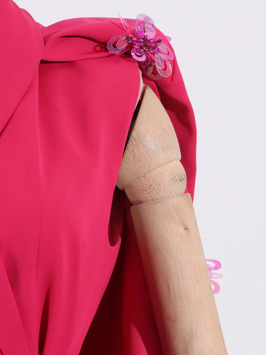 Luxury Patchwork Sequined Women’s Coat – Lapel Open-Stitch Slim Fit Fashion Outerwear