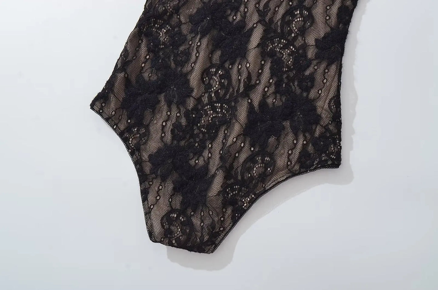 Sexy Sheer Lace Backless Spaghetti Strap Bodysuit with Lining – Slim Fit Tight Short Romper for Women