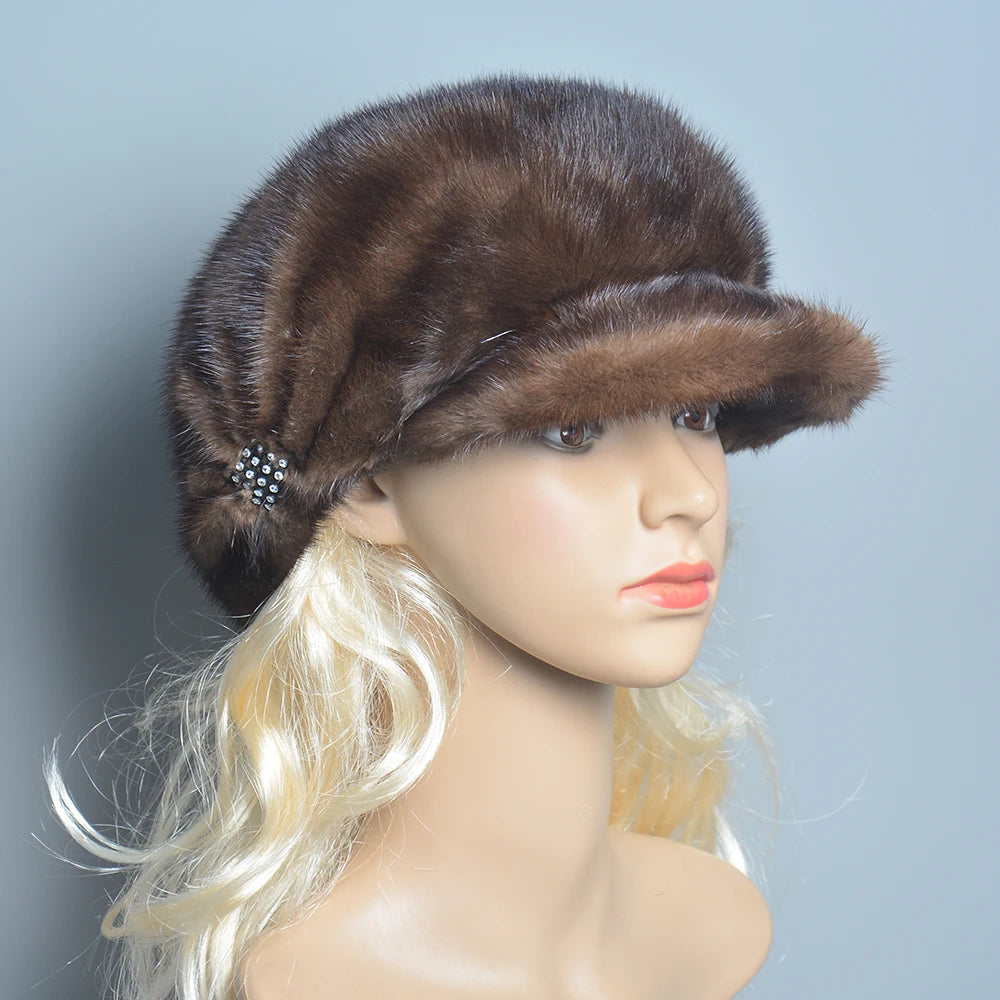 2025 Fashion Mink Fur Cap For Women Real Natural Whole Fur Hat Top Accessories Warm Ln Russian Winter Fur Hats For Lady