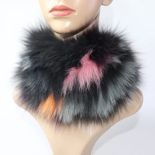 Women's Real Fox Fur Ring Scarf & Headband– Luxury Winter Neck Warmer Muffler, 100% Natural Fur with Good Elastic