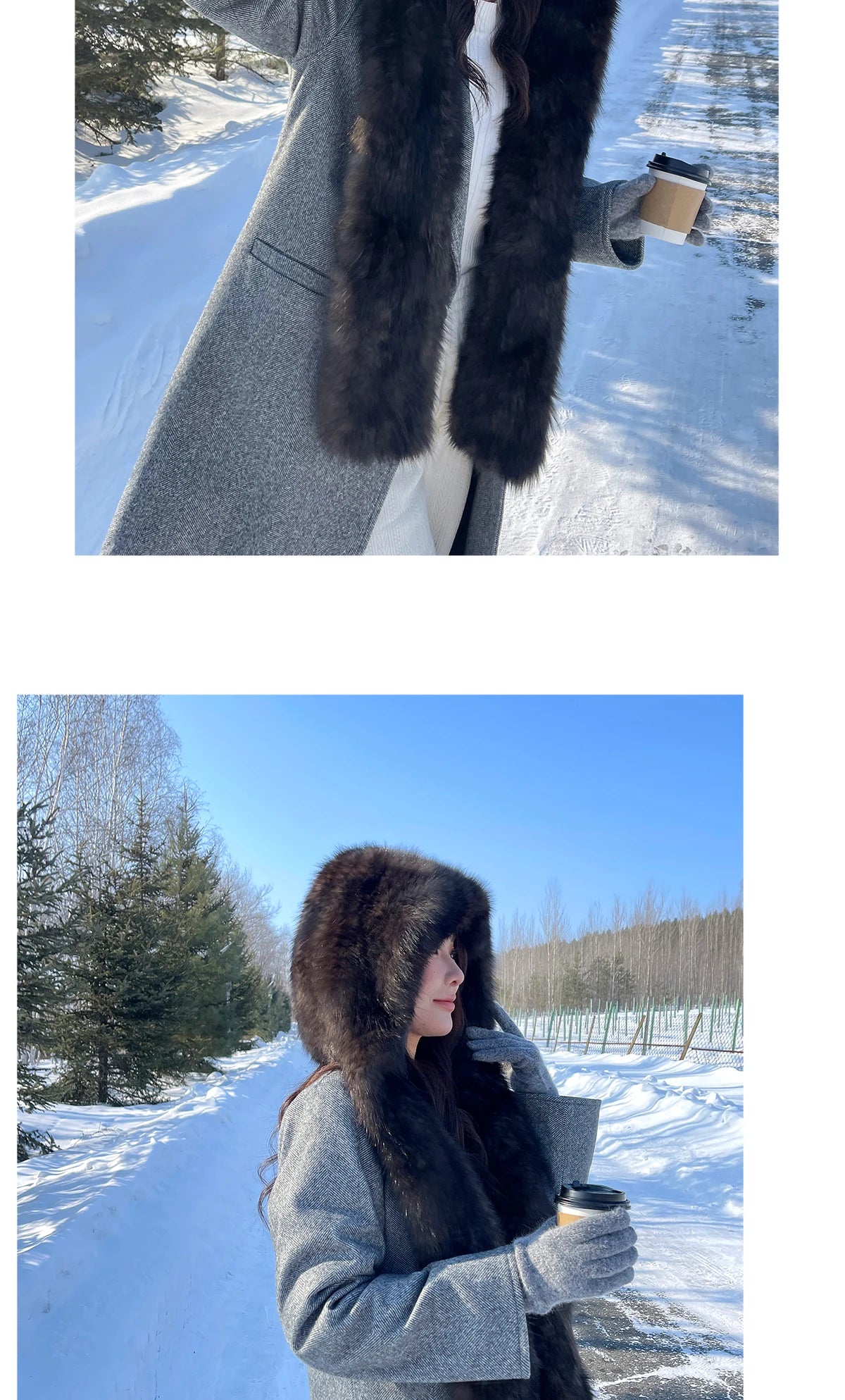2025 Lady Real Sable Fur Hat Scarf Winter Warm Fluffy 100% Natural Sable Fur Hat Scarves Women Knitted Genuine Fur Cap Shawl