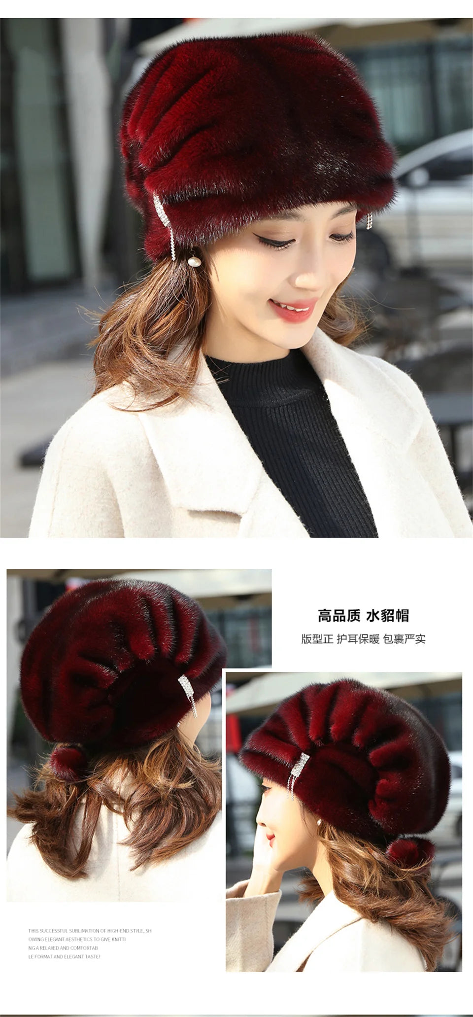 Whole Real Mink Fur Hat For Women's Caps Luxury Fashion Brand Real Fur Cap Christmas Hat Warm In Russian Winter Lady Fur Hat