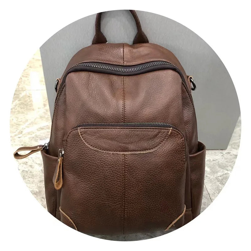 Causal Genuine Leather Backpack Women Real Cow Leather Travel Bags Fashion Ladies Leather Backpack