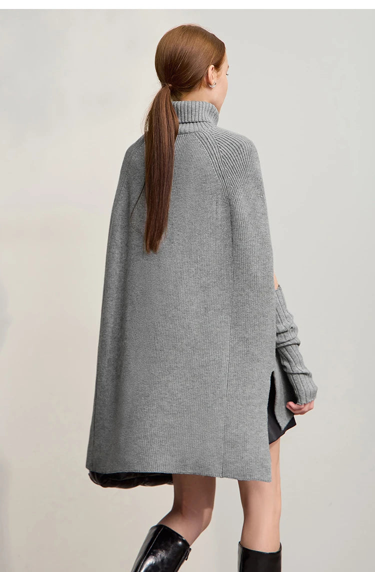 Women’s Long Knit Turtleneck Sweater Dress – Loose Fit Pullover, Streetwear Style for Winter 2025