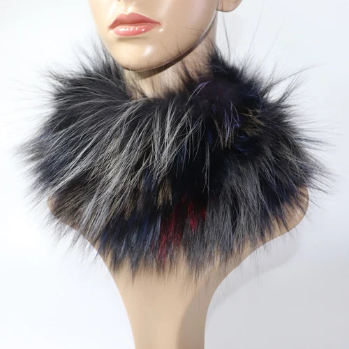 Women's Real Fox Fur Ring Scarf & Headband– Luxury Winter Neck Warmer Muffler, 100% Natural Fur with Good Elastic