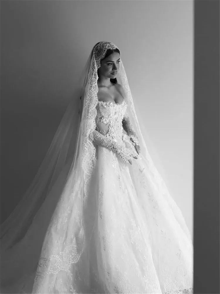 Vestido De Novia Princesa Lace Wedding Dress Mangas Desmontables Corset Vestidos 2025 Alta Calidad Bespoke Elegante Woman Noiva
