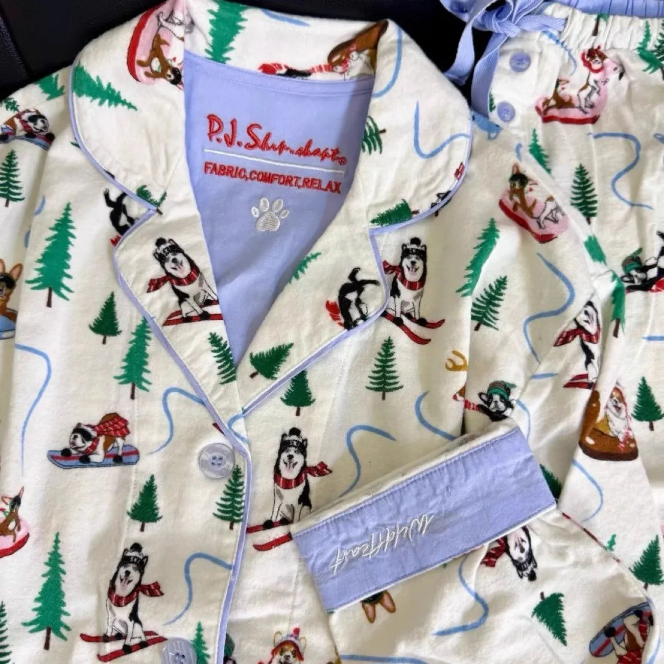 Women’s Cotton Cartoon Pajama Set – Long Sleeve Ankle-Length Pants Autumn Winter Homewear