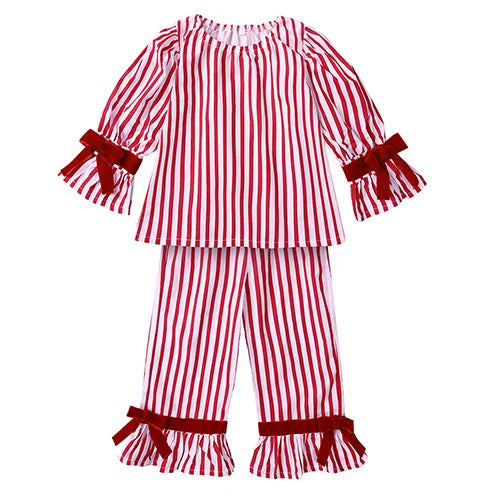 Kids Christmas Pajama & Outfit Sets for Girls and Boys – Red Stripe Holiday Sleepwear (1–14T)