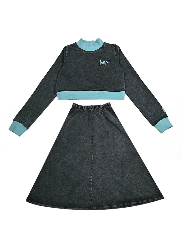 New fall collection family matching children clothes boy shirt girls dress 2pcs girls outfit baby set garment washing black gray