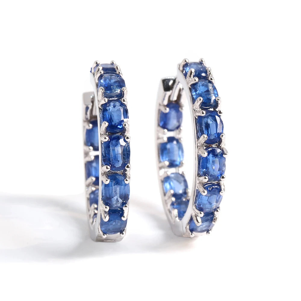 Classic design Natural blue Kyanite earrings 925 silver fine jewelry light luxury elegant birthday gifts for women and girls - HER SHOP
