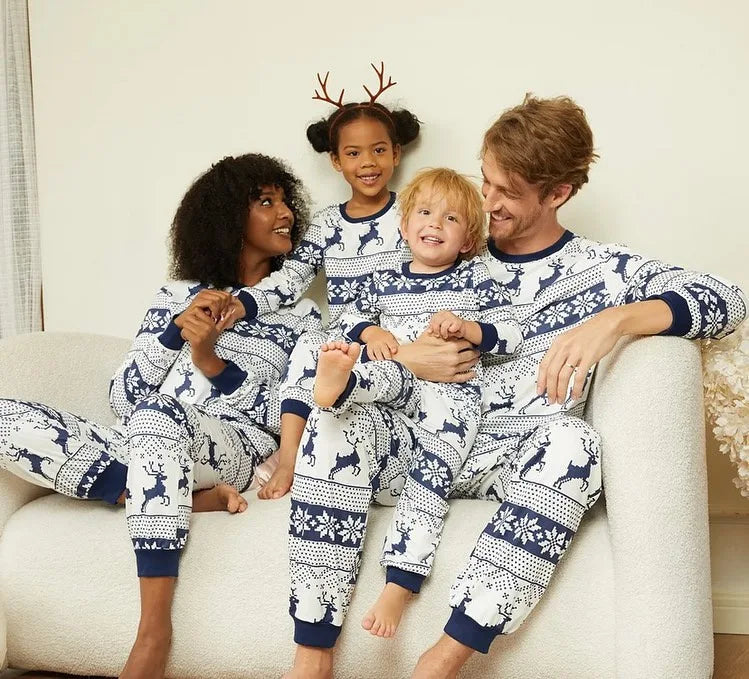 Merry Xmas Family Matching Pajamas Set All Elk Print Mother Father Kids Christmas Clothing Sets Soft Loose Pyjamas Holiday Look - HER SHOP
