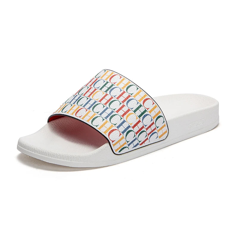 Fashionable Classic Simplicity Women’s Slippers – PVC Material, Letter Print, Outdoor Casual Flat Bottom
