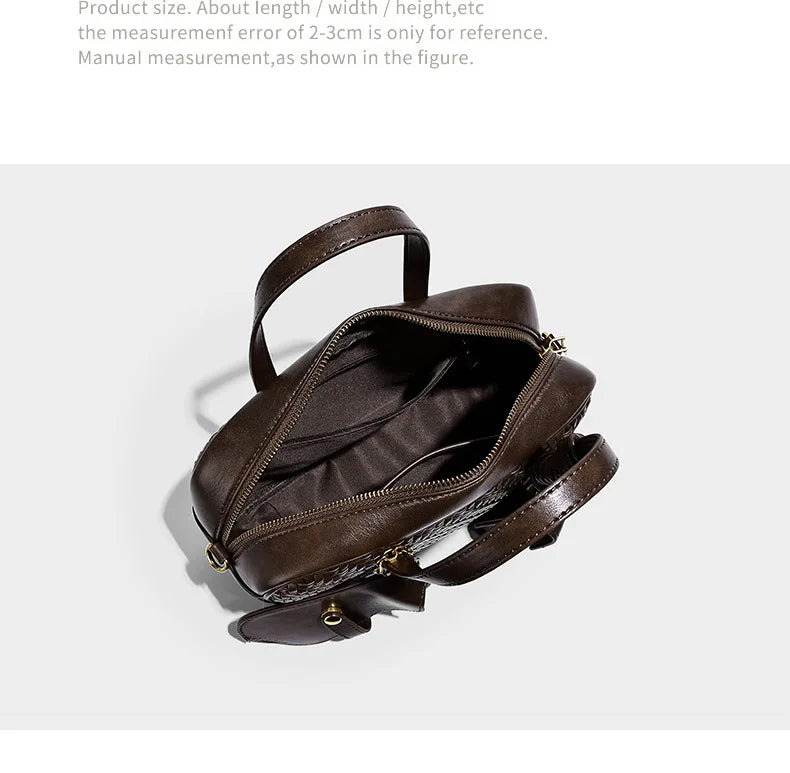 Women's Boston Bag 2025 Fall Winter New Woven Bowling Bag Unique Design Handheld Pack Trendy Light Luxury PU Leather Handbag