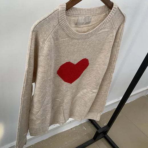 Wool Blend Alma Heart Jacquard Knit Jumper