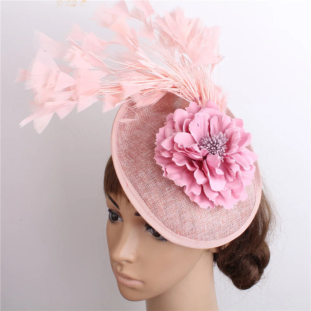 Red Feather Fascinator Chapeau for Women – Elegant Flower Headwear with Clip and Headband for Wedding, Derby & Tea Party